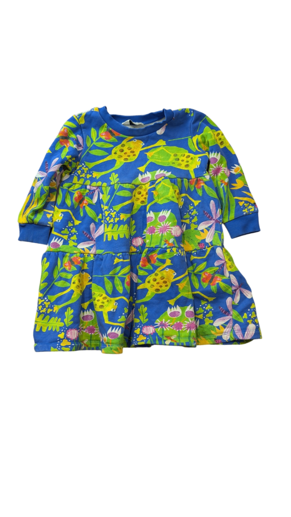 Gorman Playground Dress, Blue w Frog Prints, 3-4Y