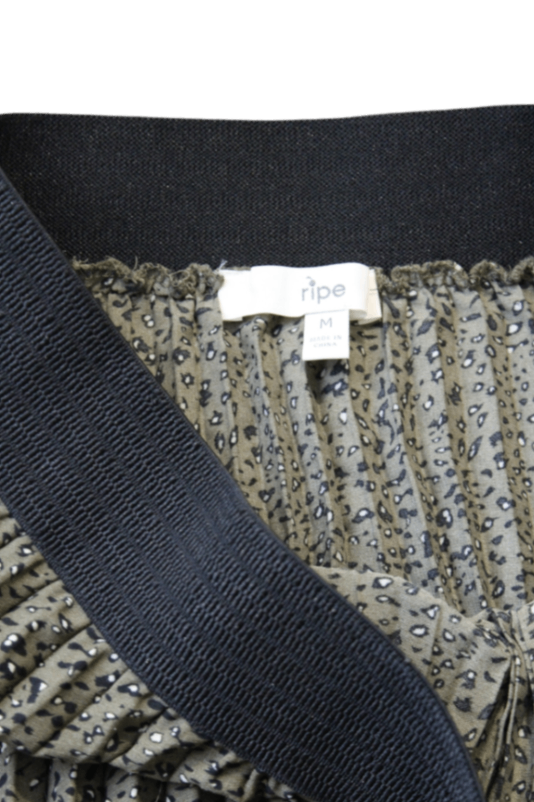 Ripe Maternity Skirt, Olive green with black and white print, Medium/12