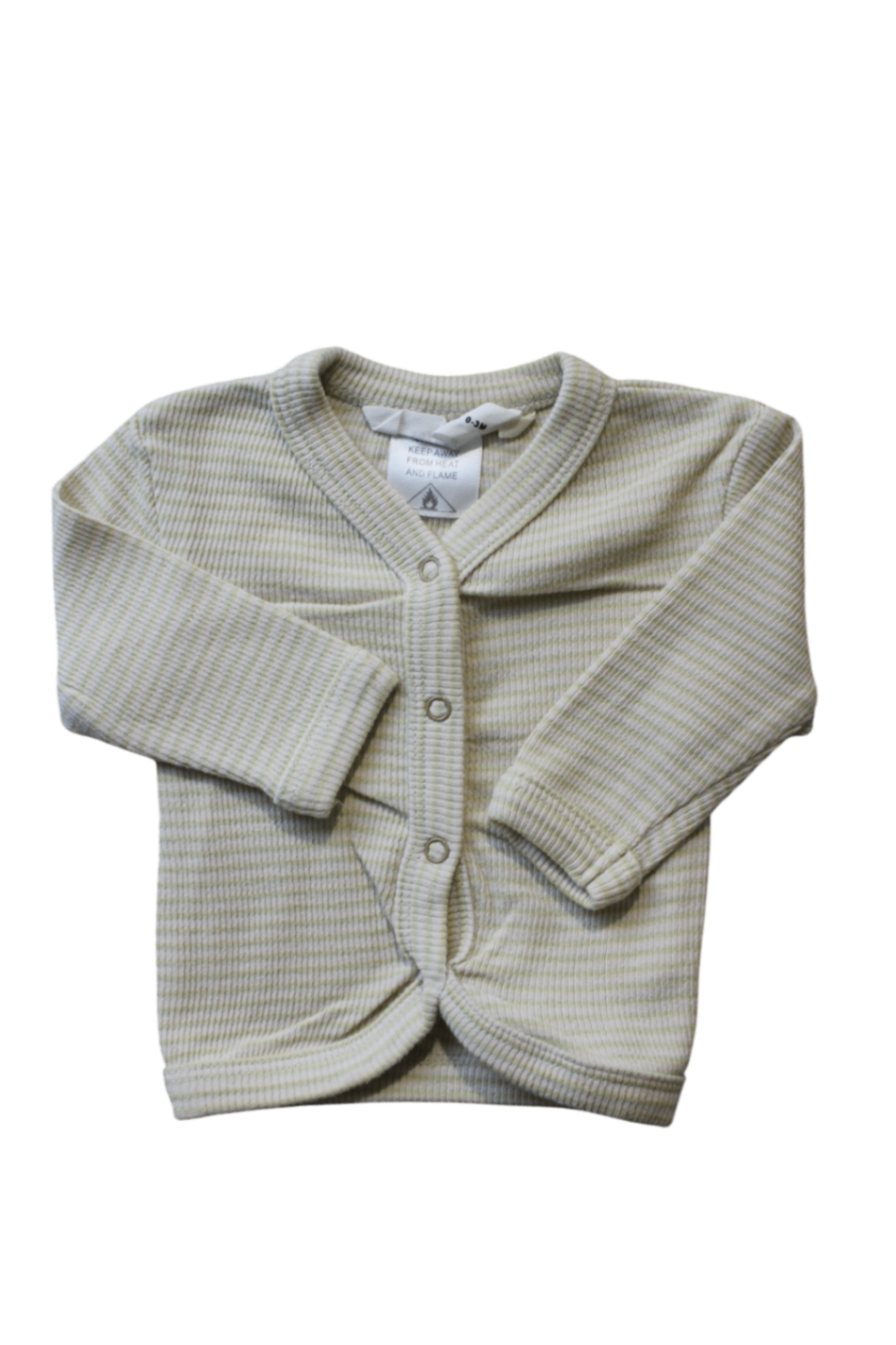 Susukoshi Cardigan, Cream with pale sage stripes, 0-3M