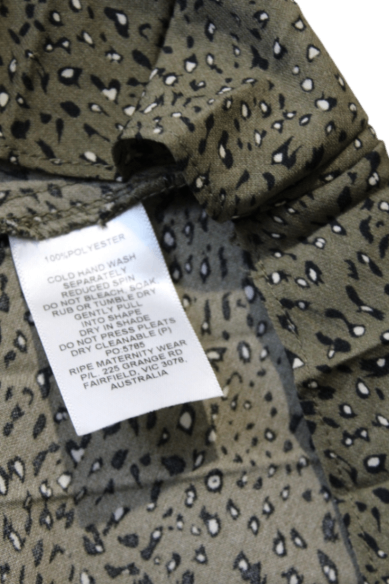 Ripe Maternity Skirt, Olive green with black and white print, Medium/12