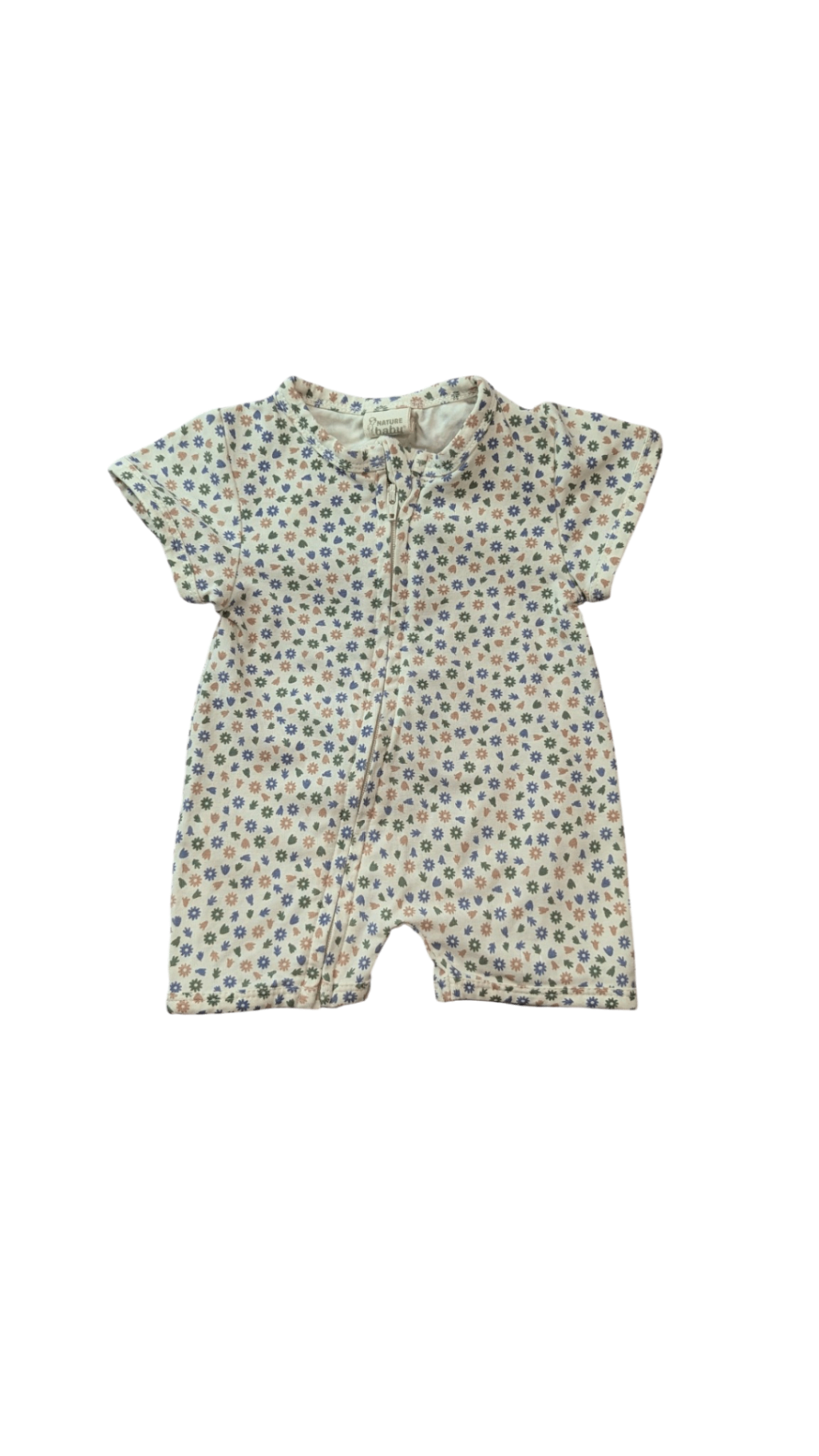 Nature Baby Jumpsuit, Cream w Multi Floral Print, 000