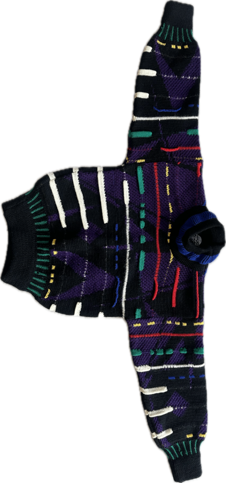 Cuggi Jumper, Black with purple, green, white, red and blue accents, 6