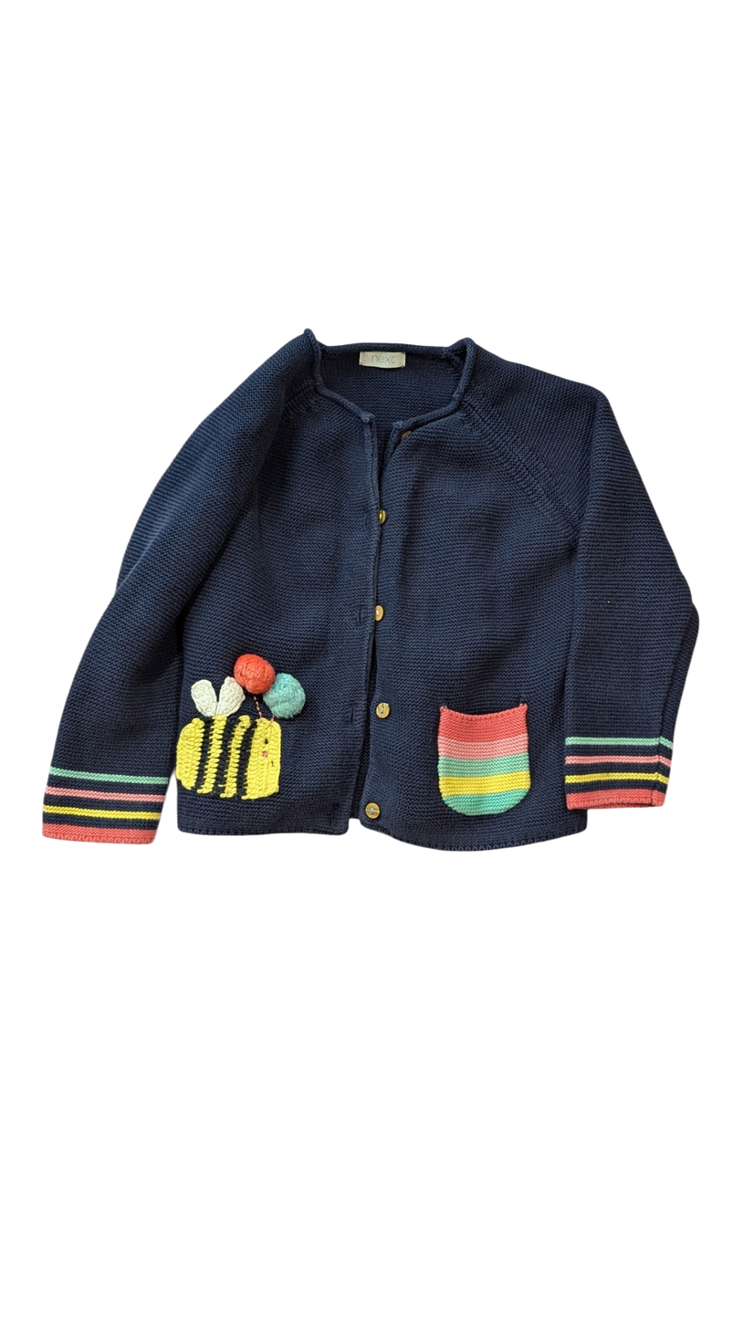 Next Cardigan, Navy blue with multicolour accents, 2-3