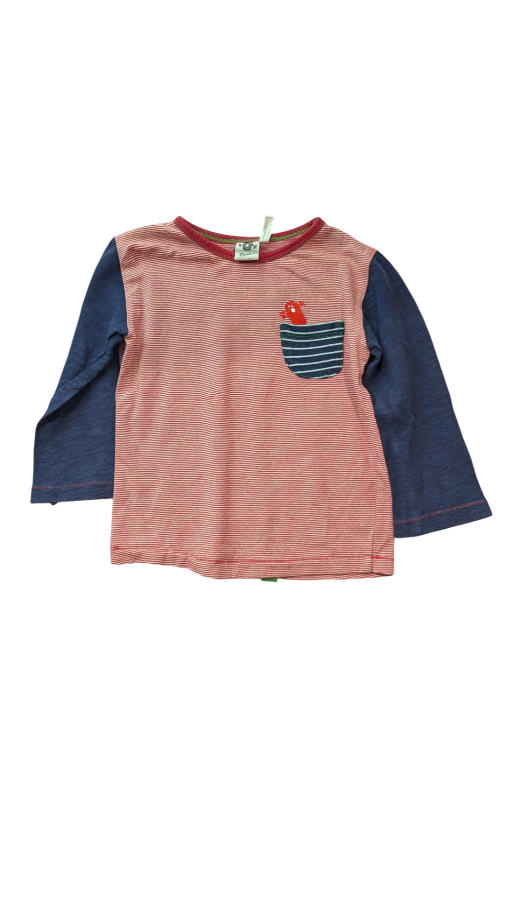Oishi-m Long-Sleeve T-Shirt, Red and navy, 3-4