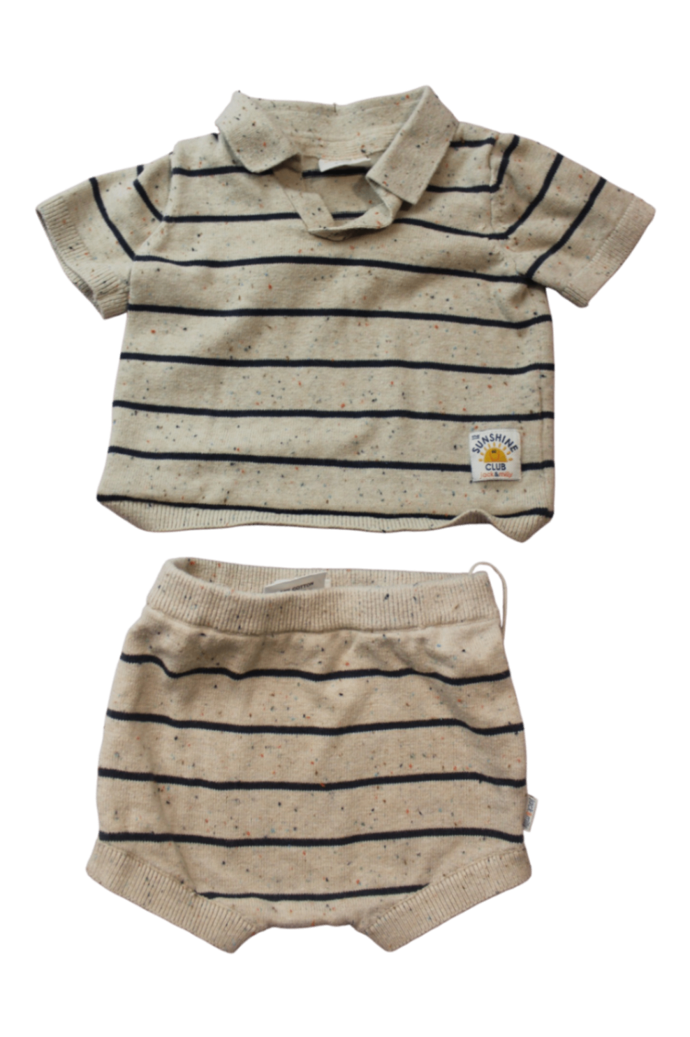 Jack & Milly Knitwear Set, Beige with navy stripes, 00