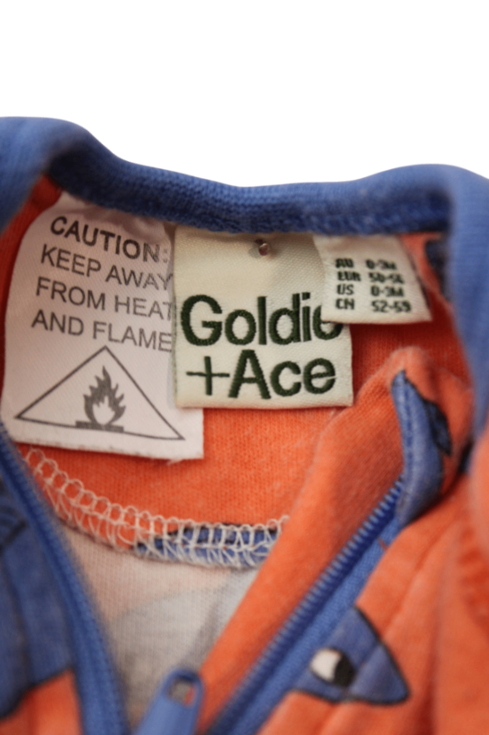 Goldie + Ace Jumpsuit, Orange and blue, 0-3M