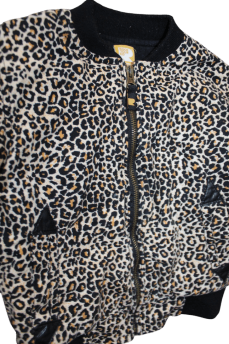 Rock Your Kid Bomber Jacket, Black and tan leopard print, 4
