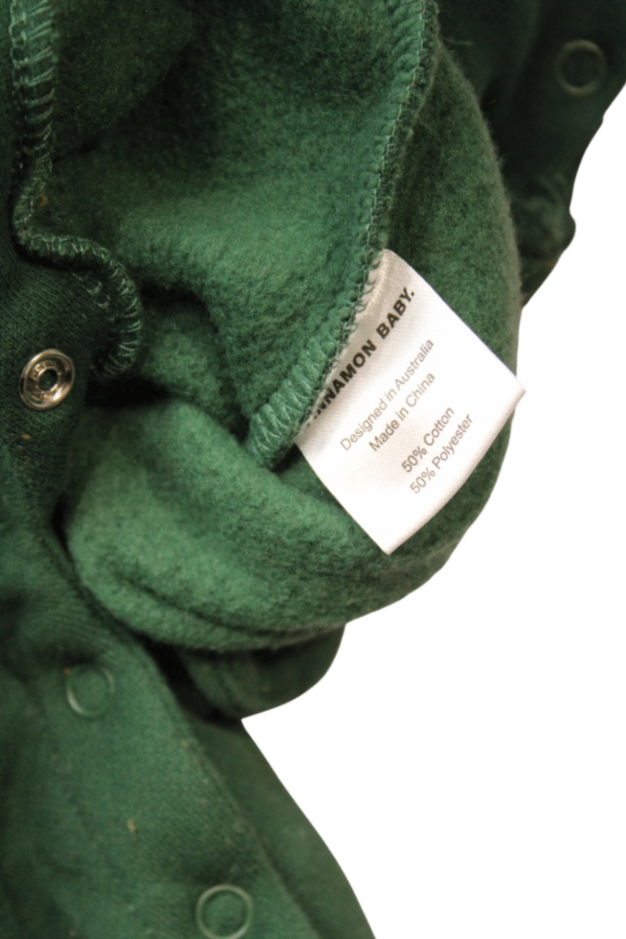 Cinnamon Baby Fleece Jumpsuit, Green, NB
