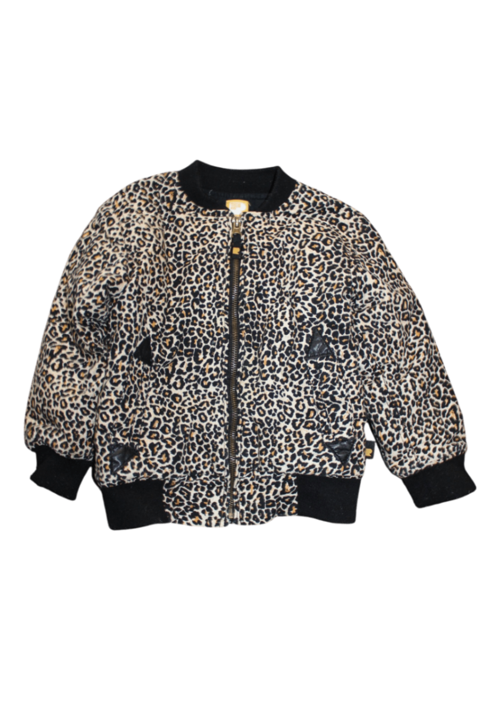 Rock Your Kid Bomber Jacket, Black and tan leopard print, 4