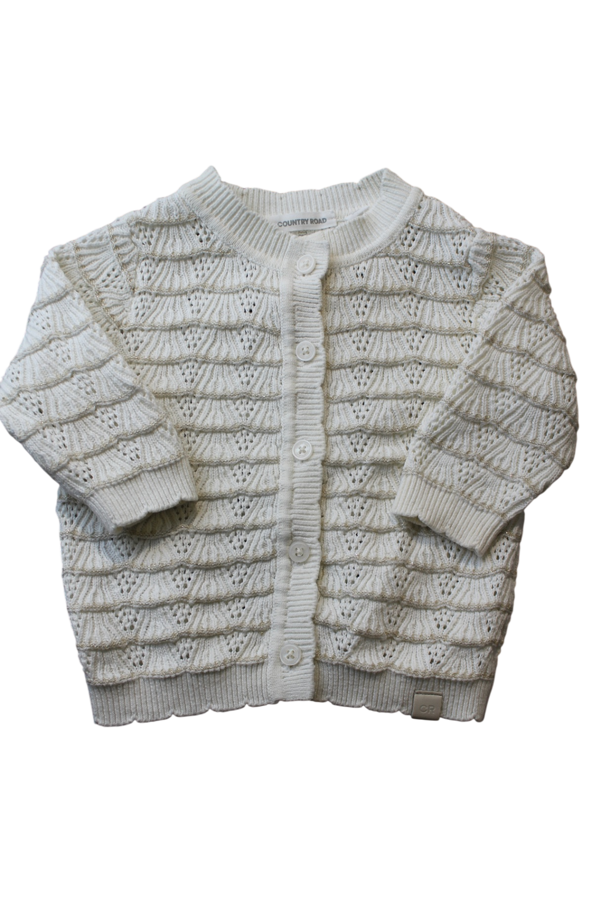 Country Road Knit Cardigan, Cream with gold, 00