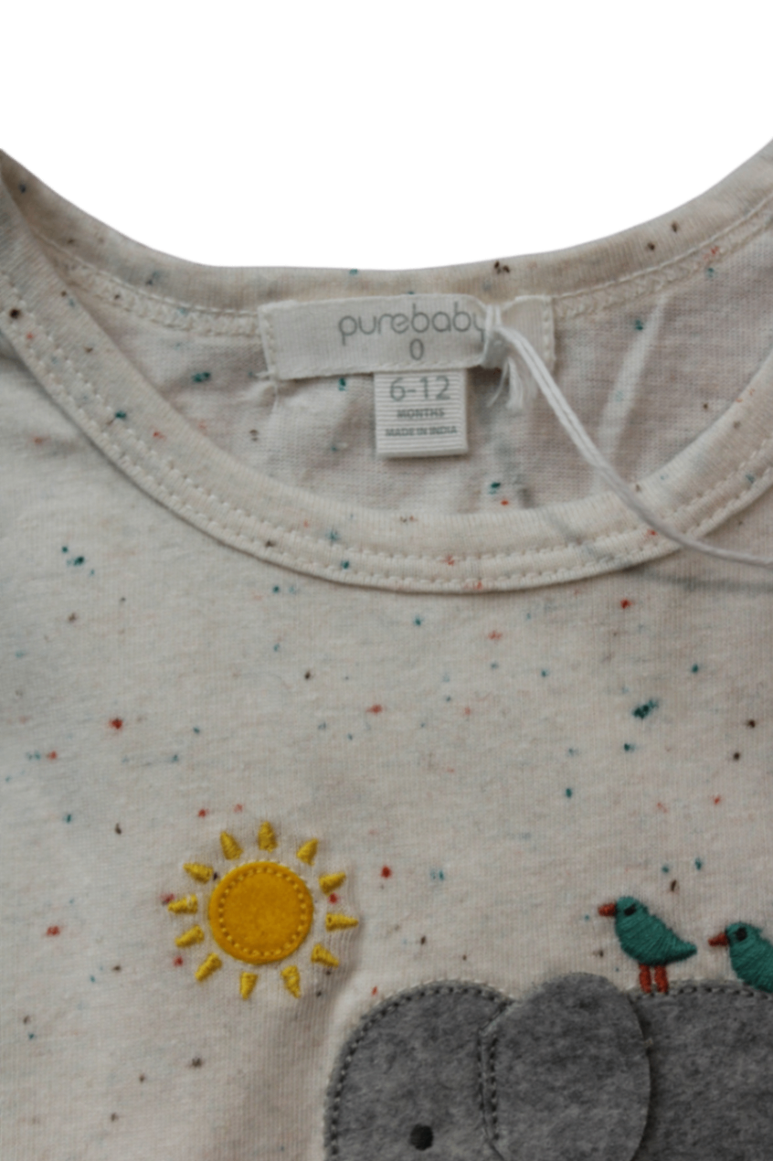 Purebaby T-Shirt, Cream, 0 / 6-12 months