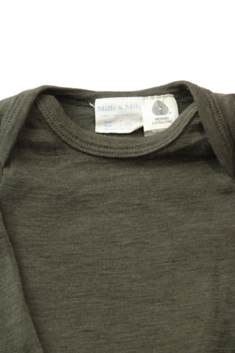 Milly & Milo Bodysuit, Olive brown, 0-3M