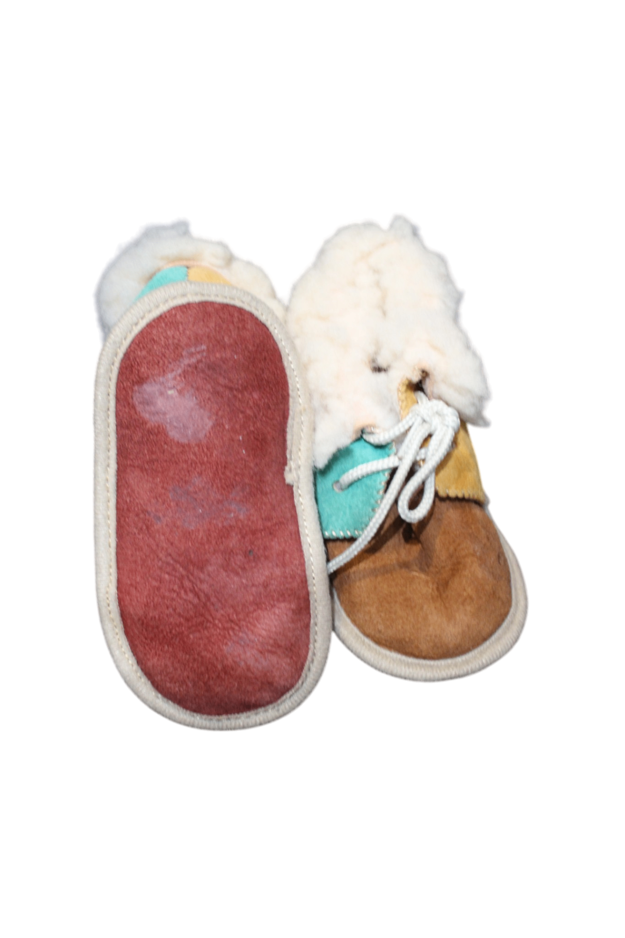 No visible brand Booties, Brown, white, turquoise and yellow, 0