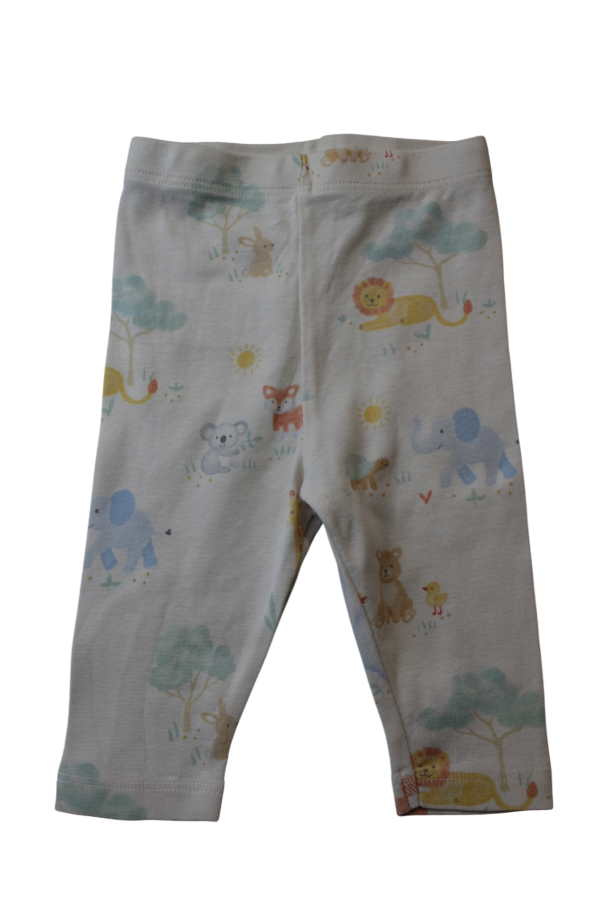 Purebaby Leggings, Cream with multicolour print, 000