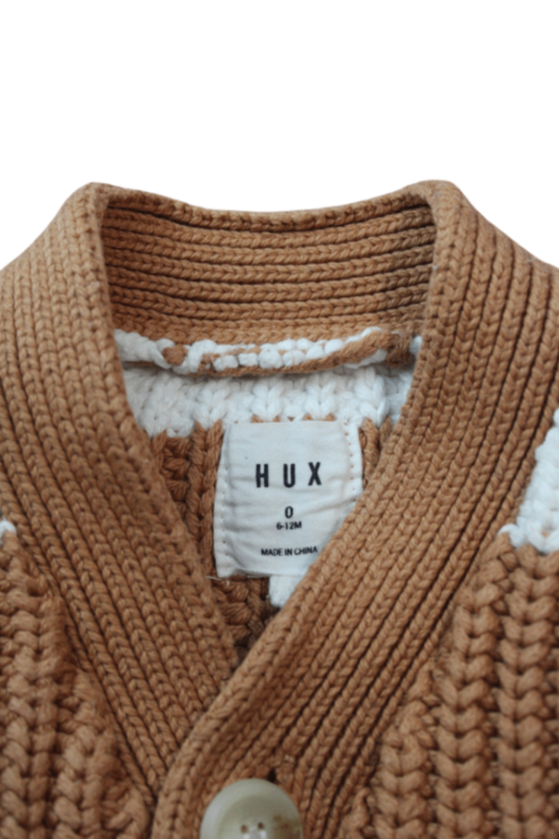 HUX Cardigan, Brown and white, 0 / 6-12M
