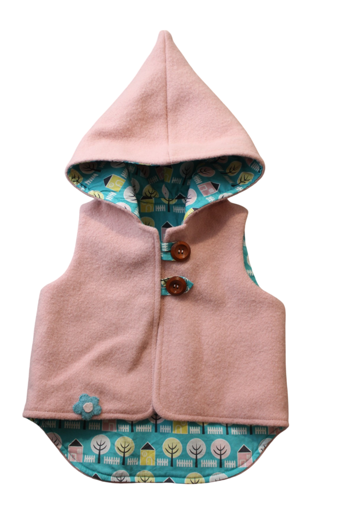 Handmade Hooded Vest, Pink, 1