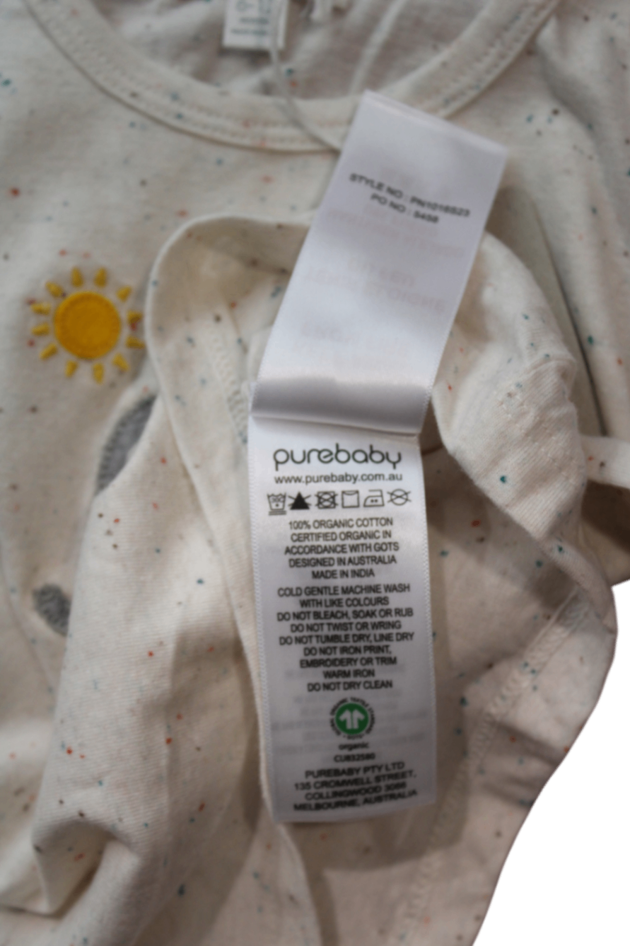 Purebaby T-Shirt, Cream, 0 / 6-12 months