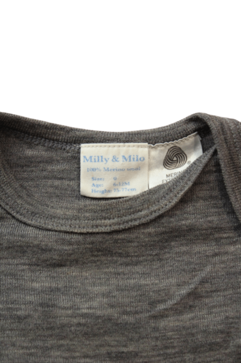 Milly & Milo Bodysuit, Grey, 0