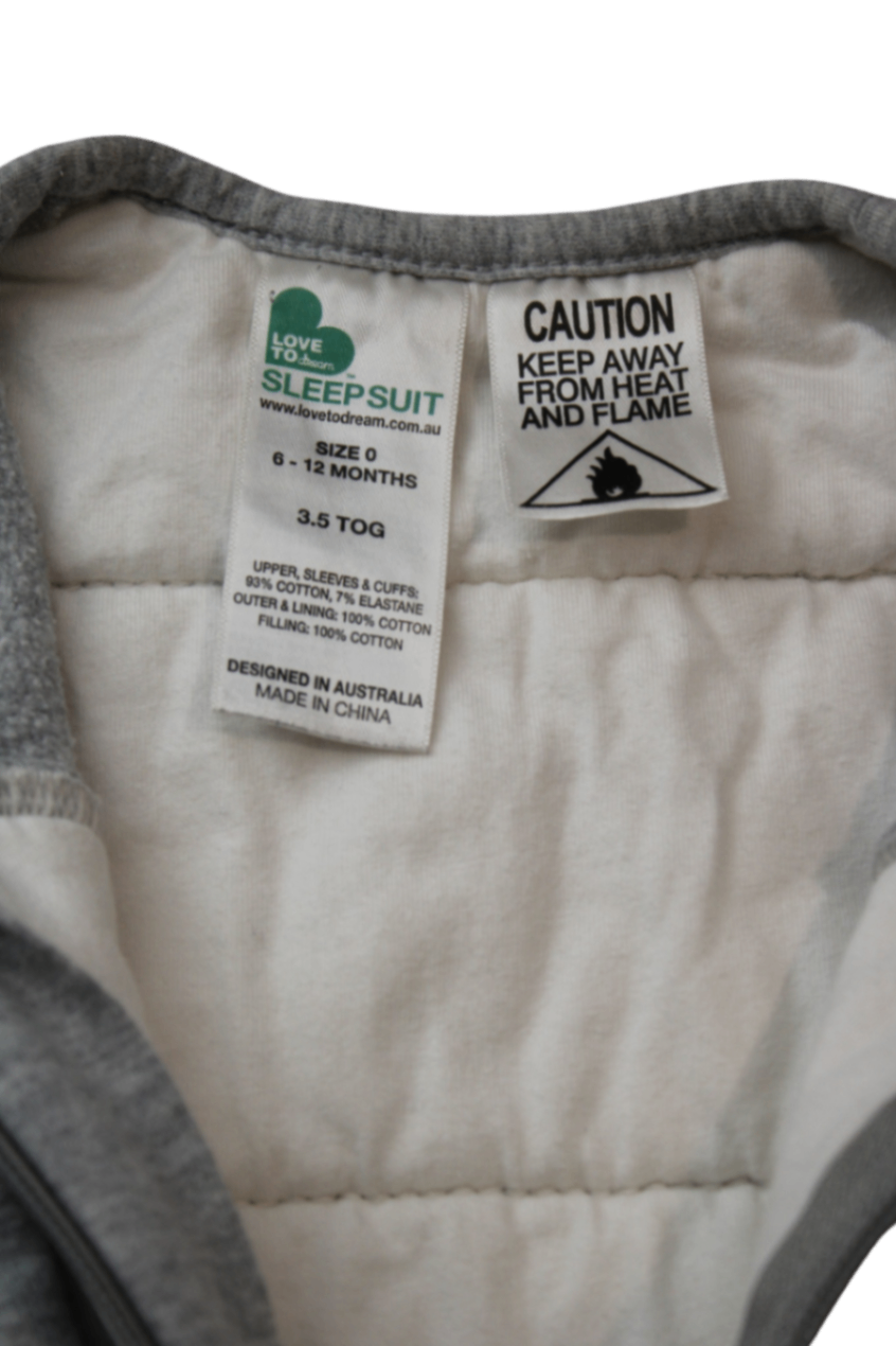 Love to Dream Sleepsuit, Grey, 0