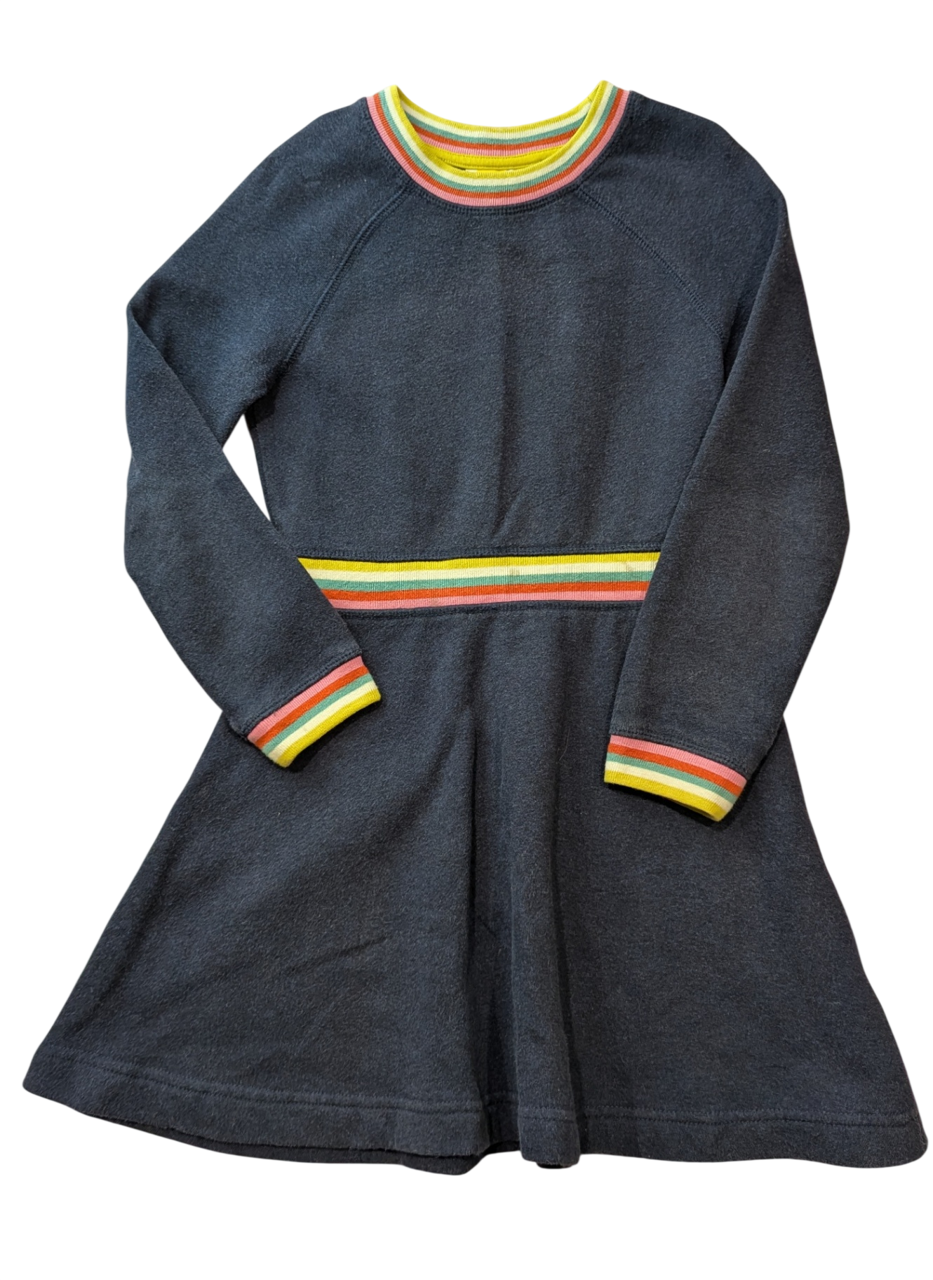 Mini Boden Dress, Navy/Multi stripe, 7