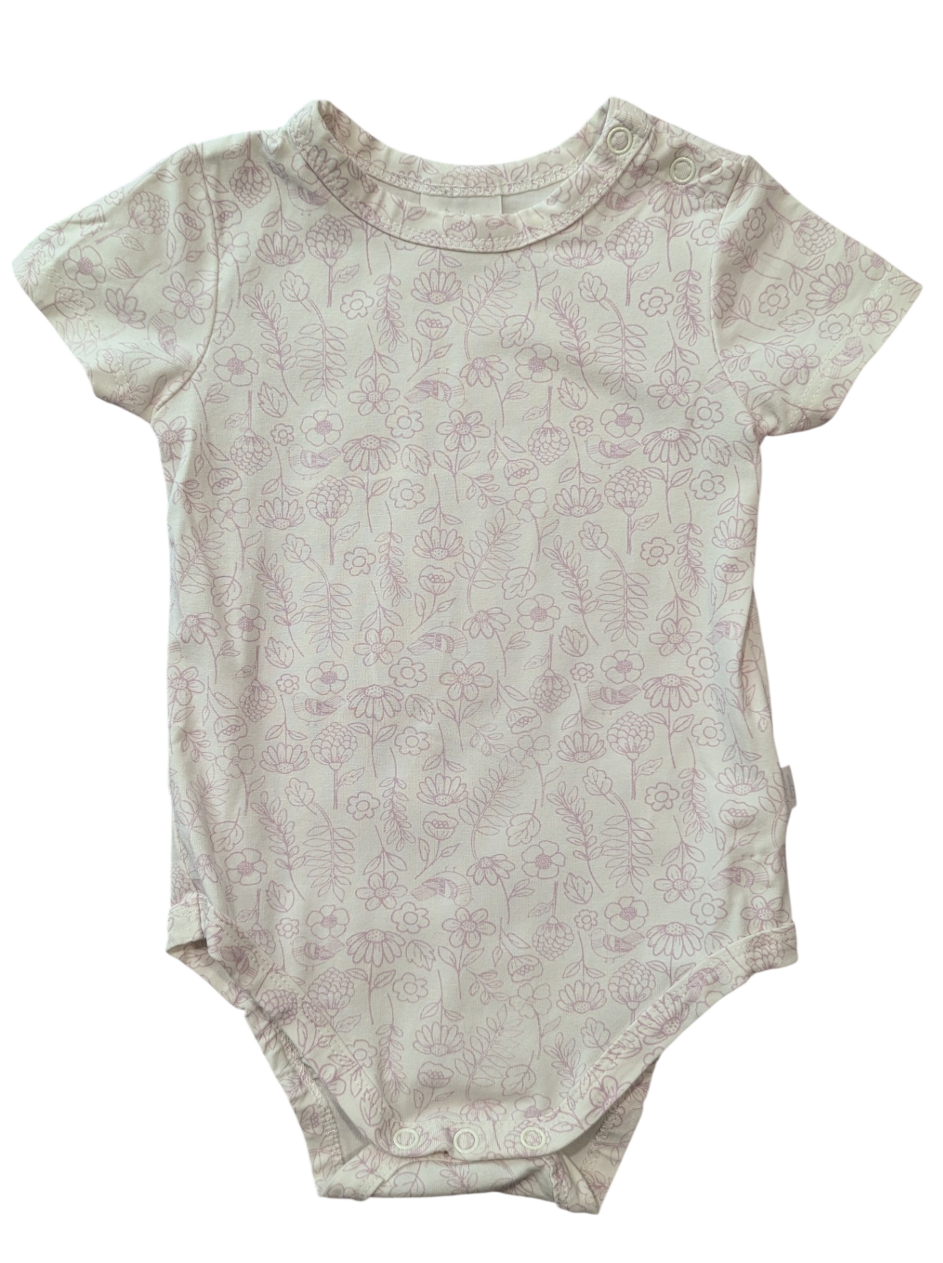 Bilbi Bodysuit, Cream and pale pink print, 0