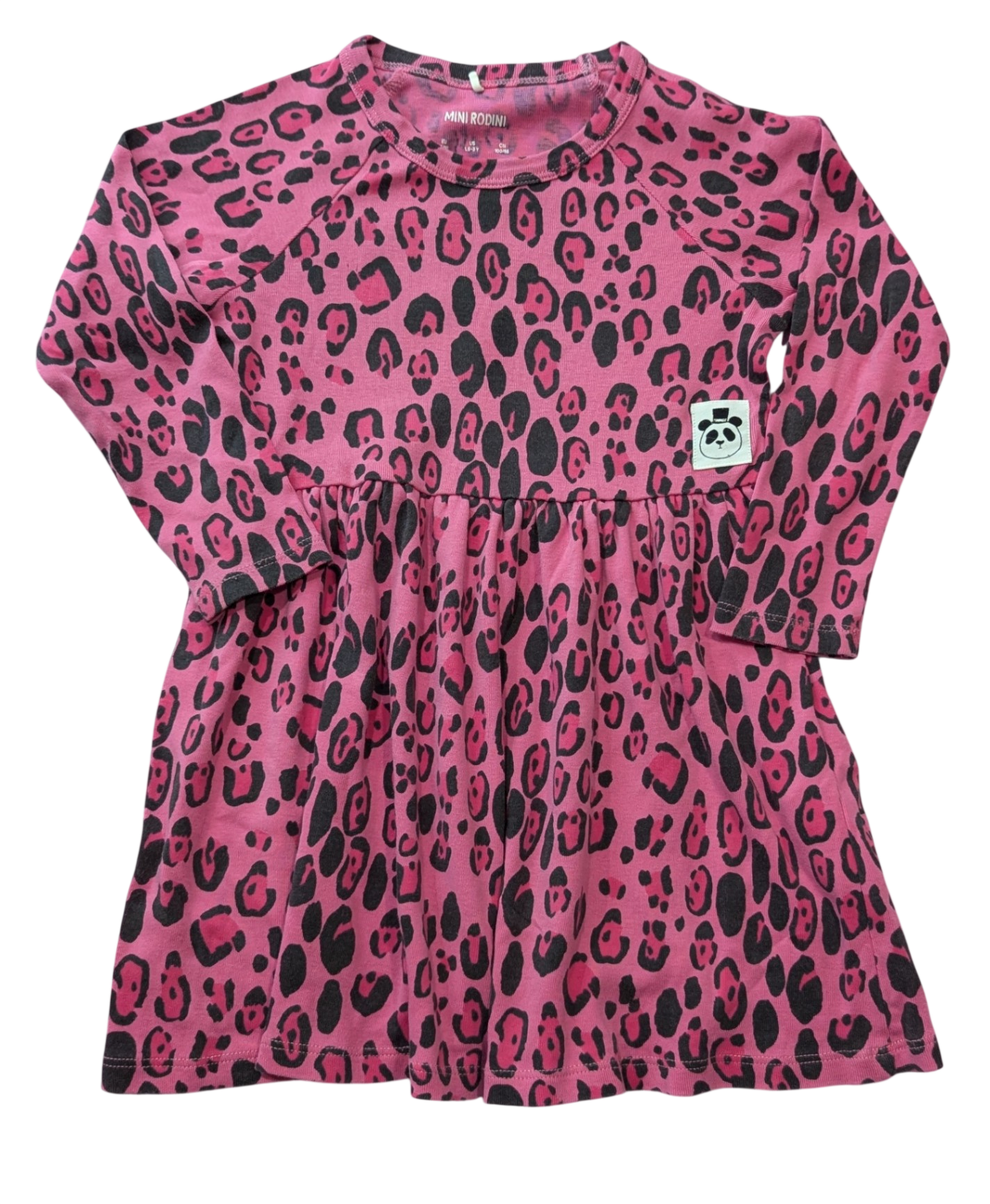 Mini Rodini Dress, Pink and black leopard, 1.5-3yrs
