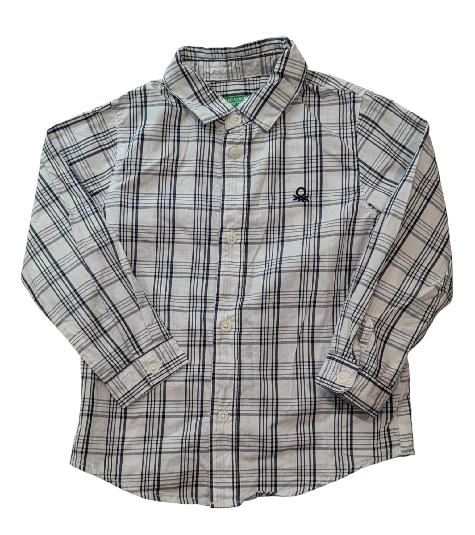 United Colors of Benetton Shirt, Grey and Navy plaid, 2