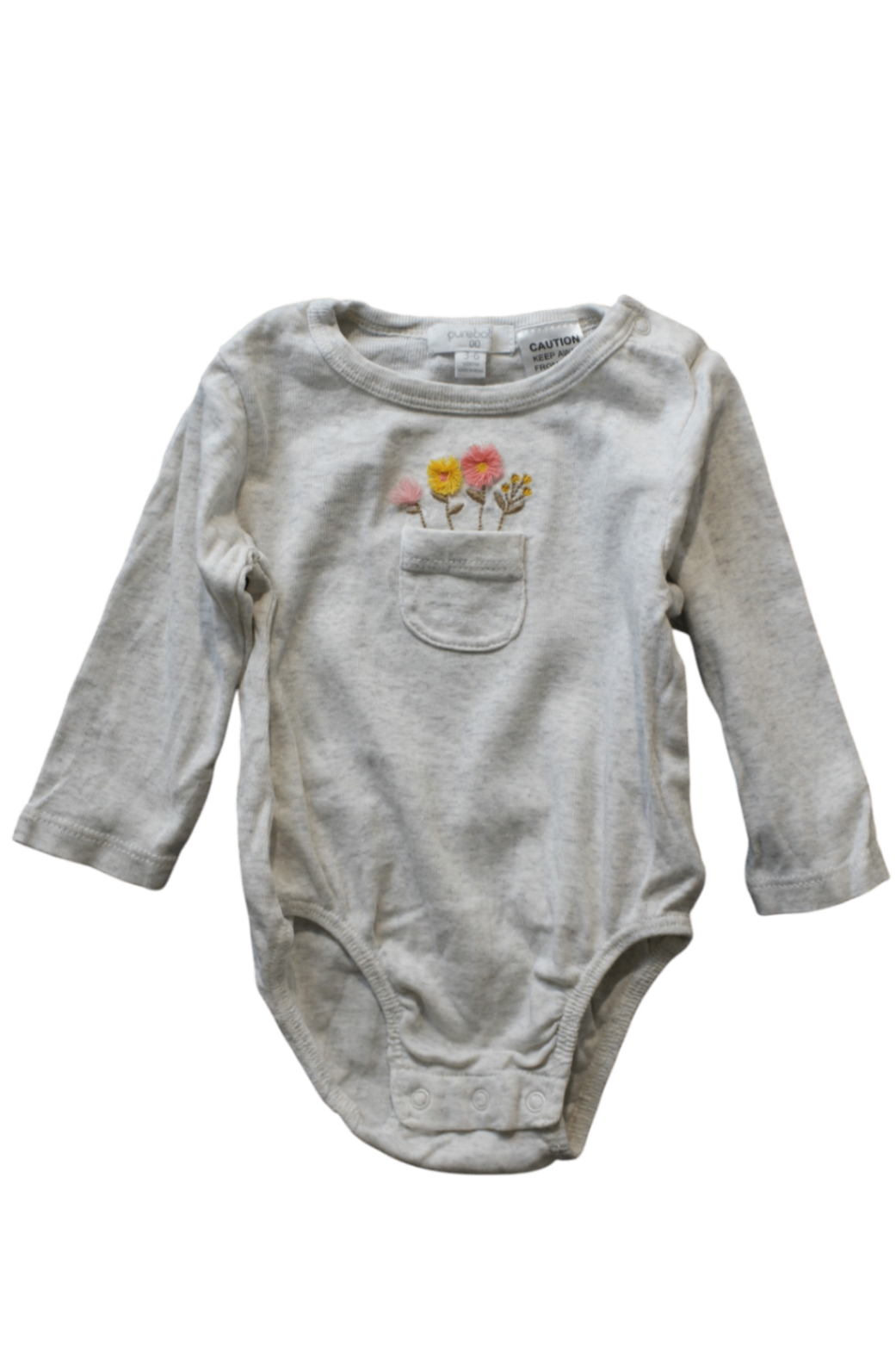 Purebaby Bodysuit, Grey, 00