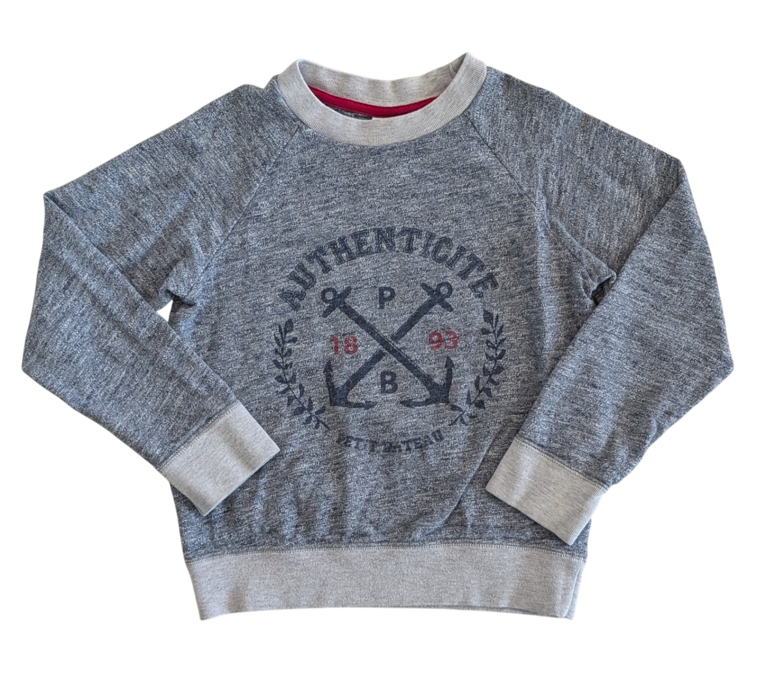 Petit Bateau Jumper, Grey/Heathered Navy , 8