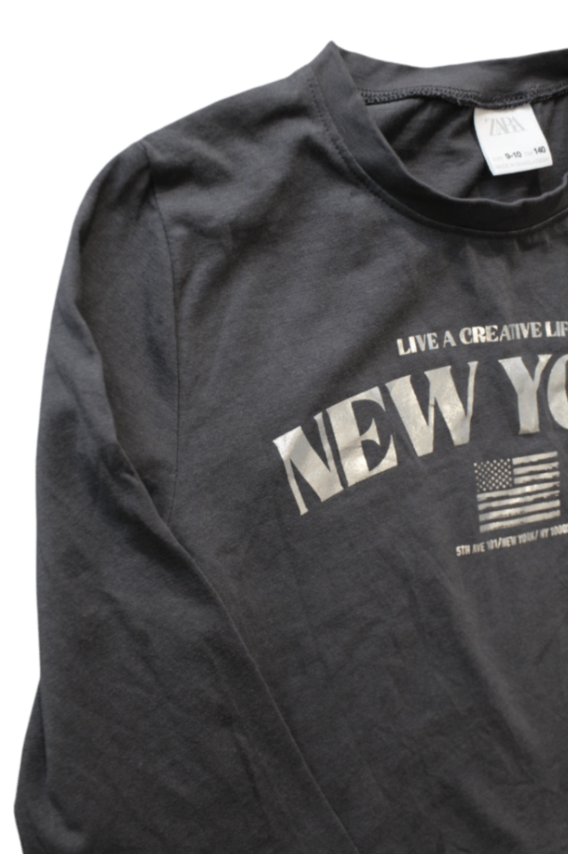 Zara Long-Sleeve T-Shirt, Grey, 9-10