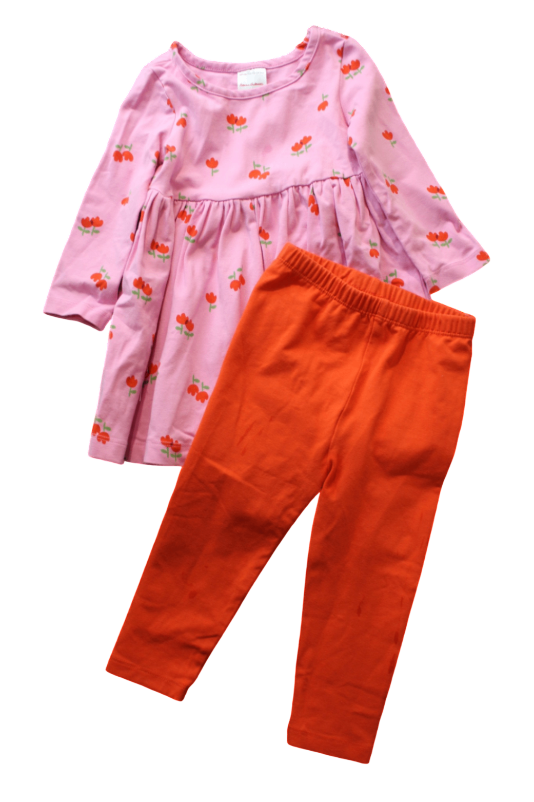 Hanna Andersson Dress & Leggings, Pink/red, 2