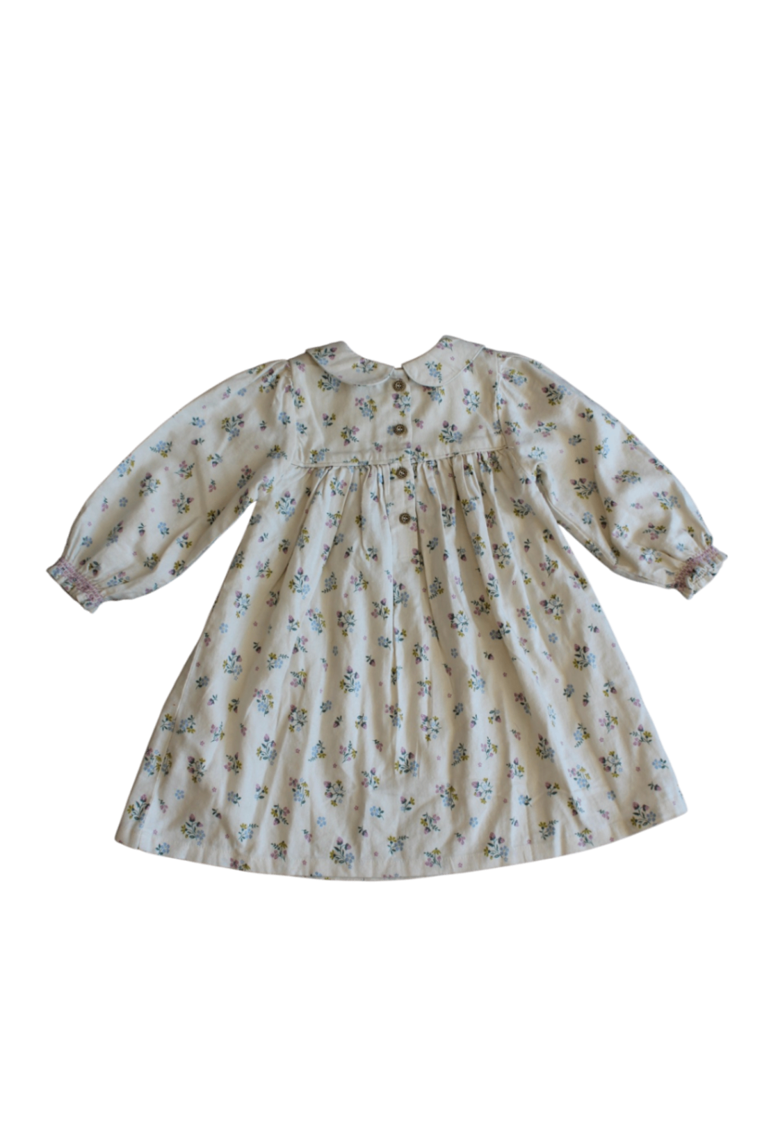 Purebaby Dress, Cream with multicolour floral print, 2