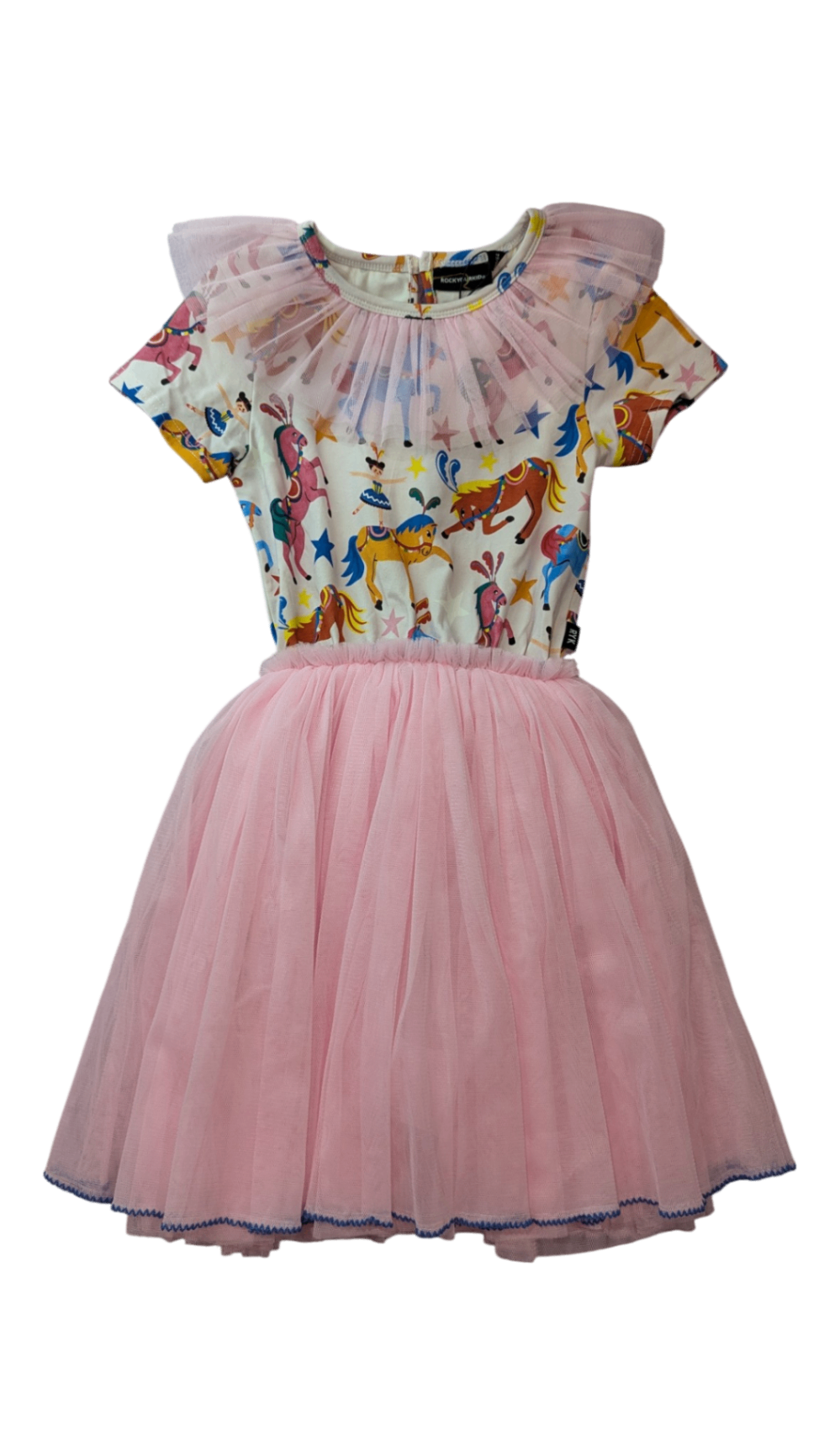 Rock Your Kid Dress, Pink w Multi Horse Prints, 8