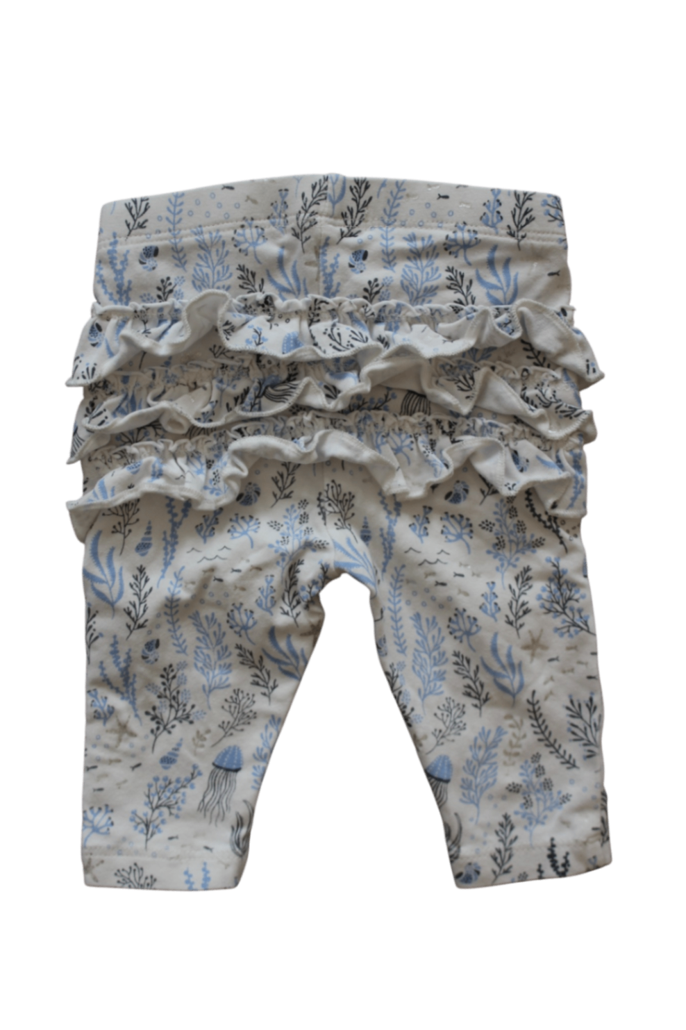 Purebaby Leggings, white/blue and silver print, 000