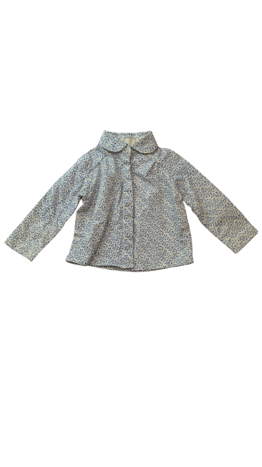 Peggy Shirt, White with Blue Pattern, 3-6M