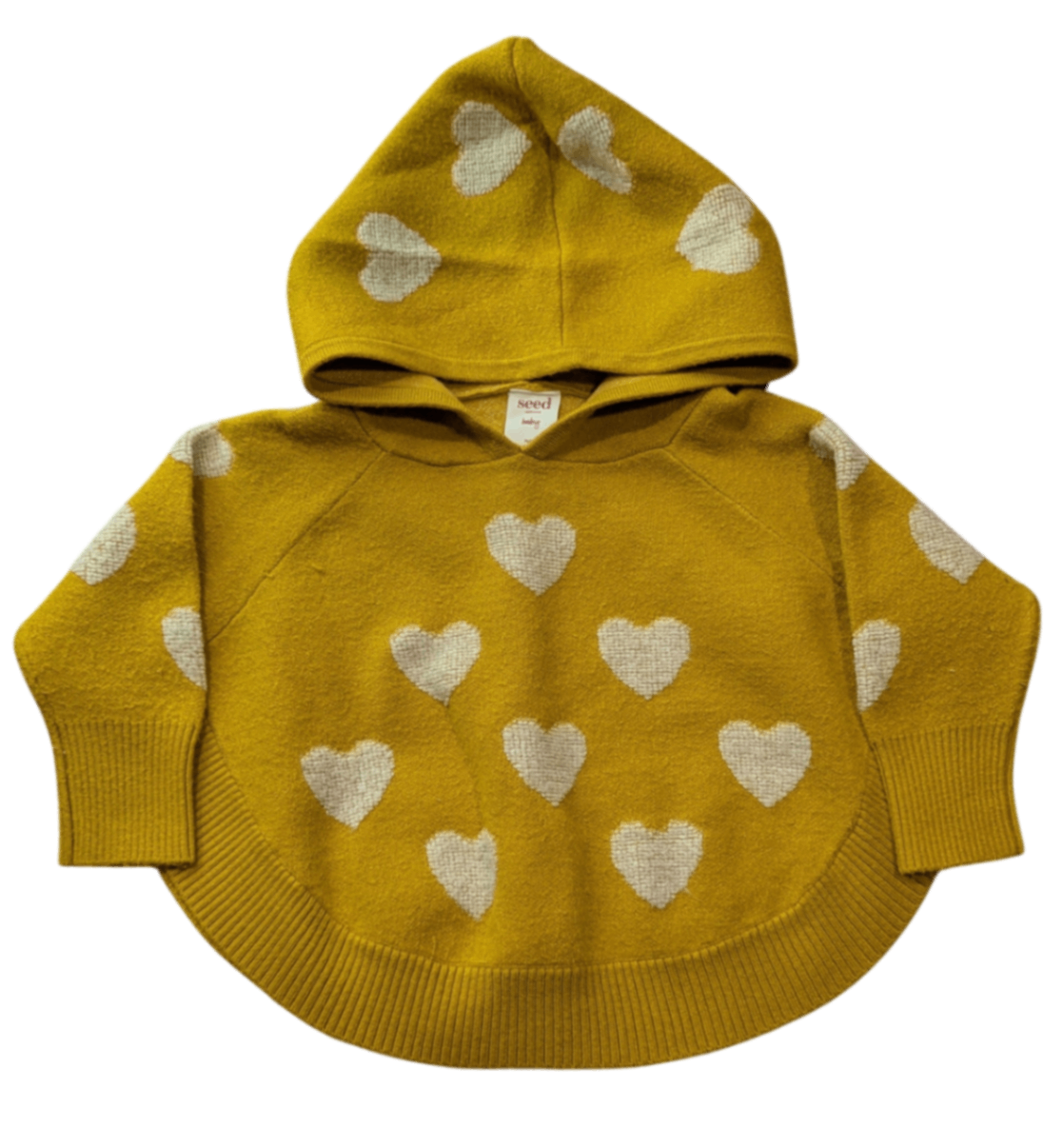 Seed Jumper, Mustard w White Hearts, M/L