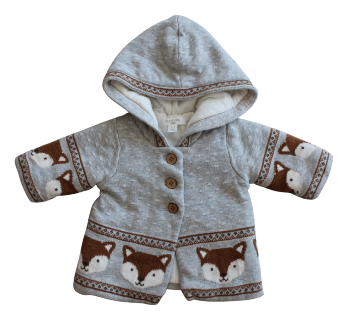 Purebaby Jacket, Grey/Foxes, 000