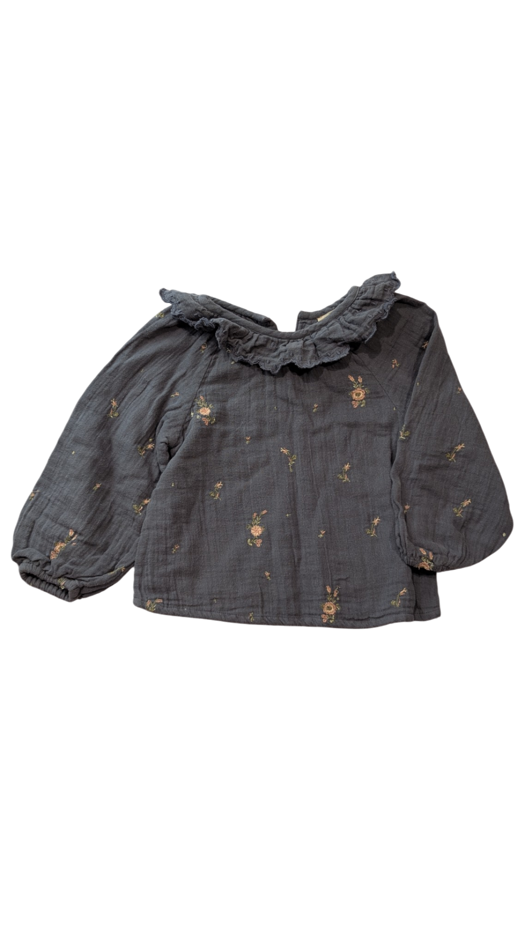 Louise Misha Blouse, Dark Grey w Flowers Embriodery, 3