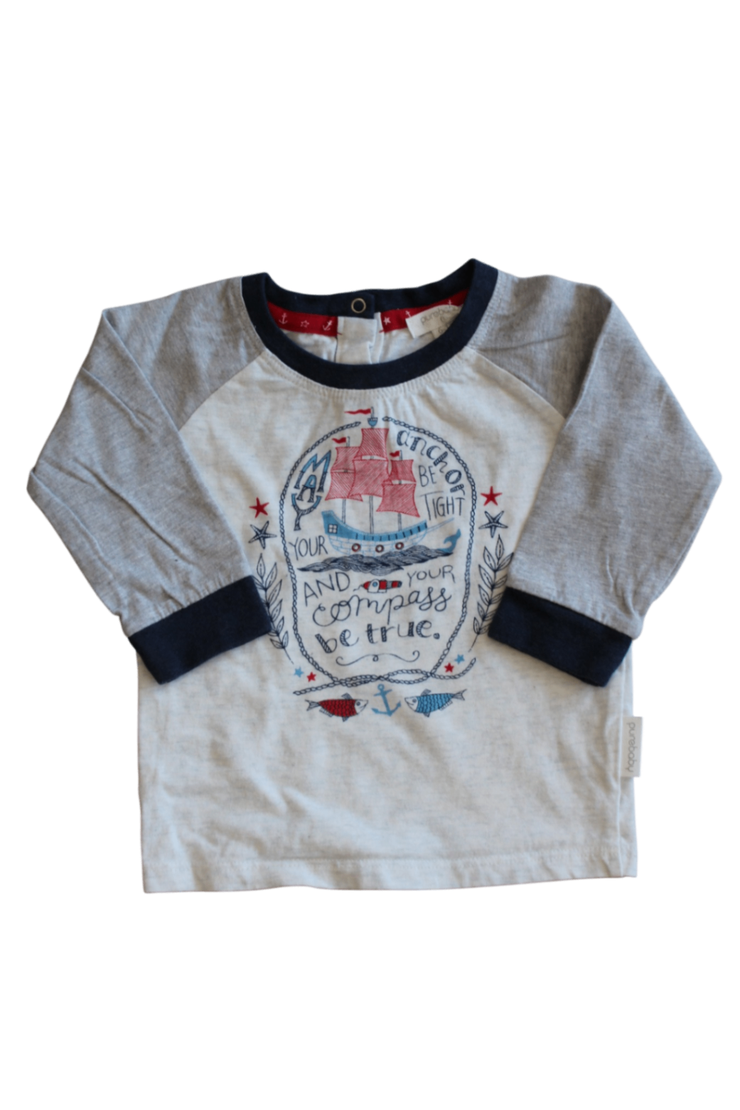 Purebaby Long-Sleeve T-Shirt, Grey marle, 0