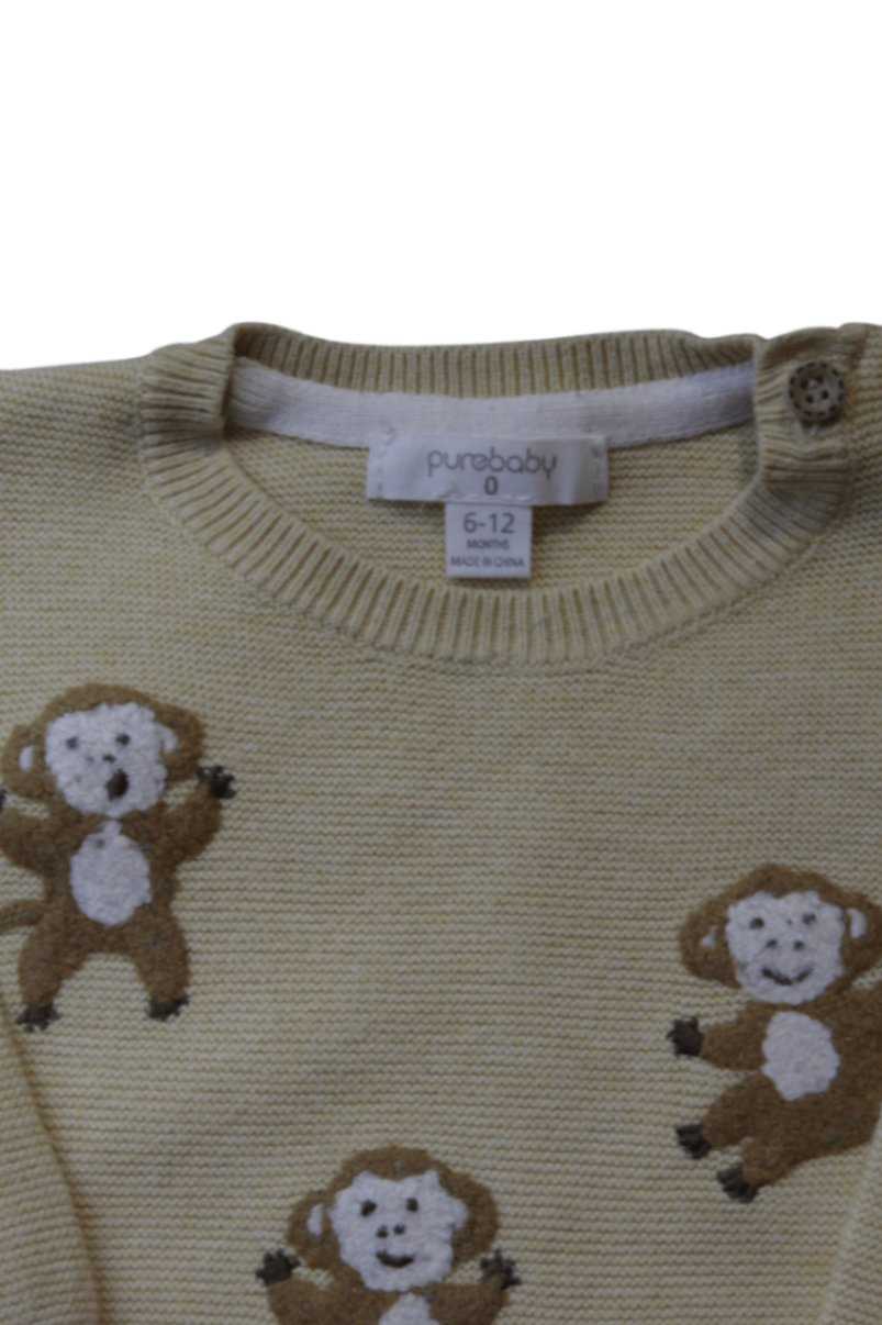 Purebaby Jumper, Yellow, 6-12 months