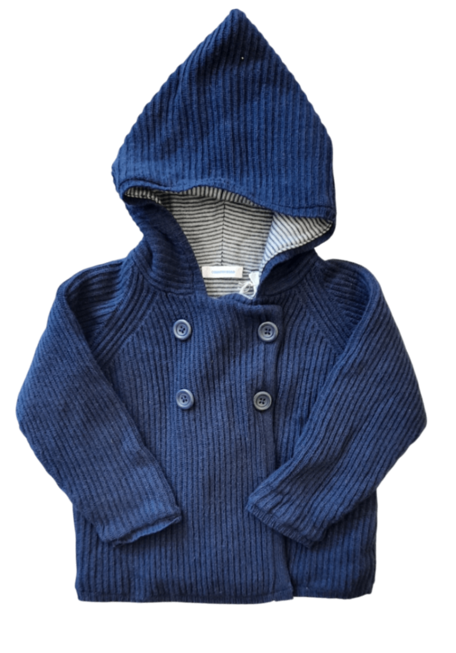 Country Road Cardigan, Navy blue/stripe lining, 2