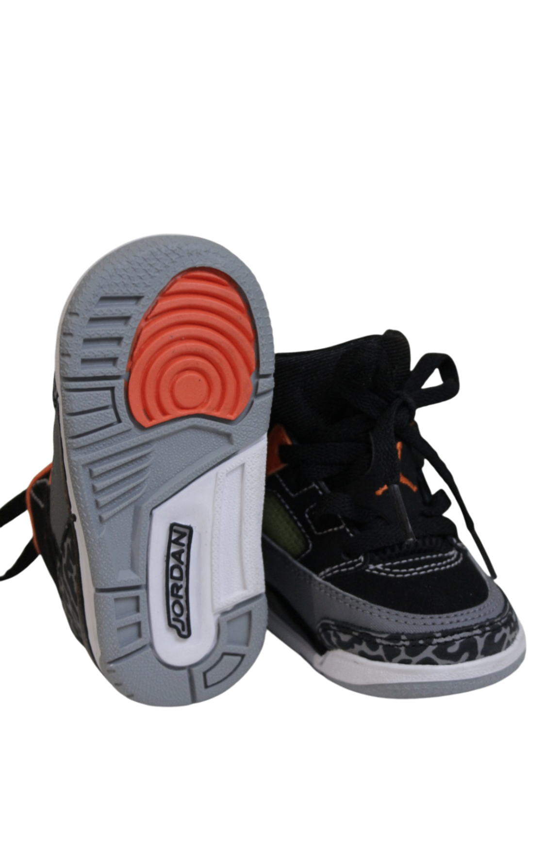Jordan Sneakers, Black / Orange / Grey, US 4/EUR 19.5