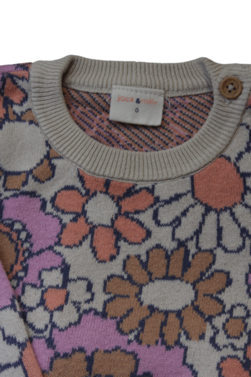Jack & Milly Knitwear Set, Beige, pink, orange and navy multicolour, 0