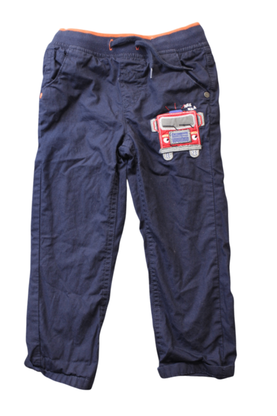 bluezoo Pants, Navy blue with orange trim, 2-3