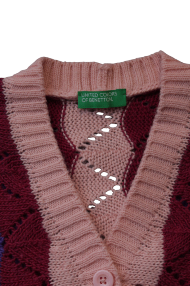 United Colors of Benetton Cardigan, Pink, purple, burgundy and beige, 104/3-4