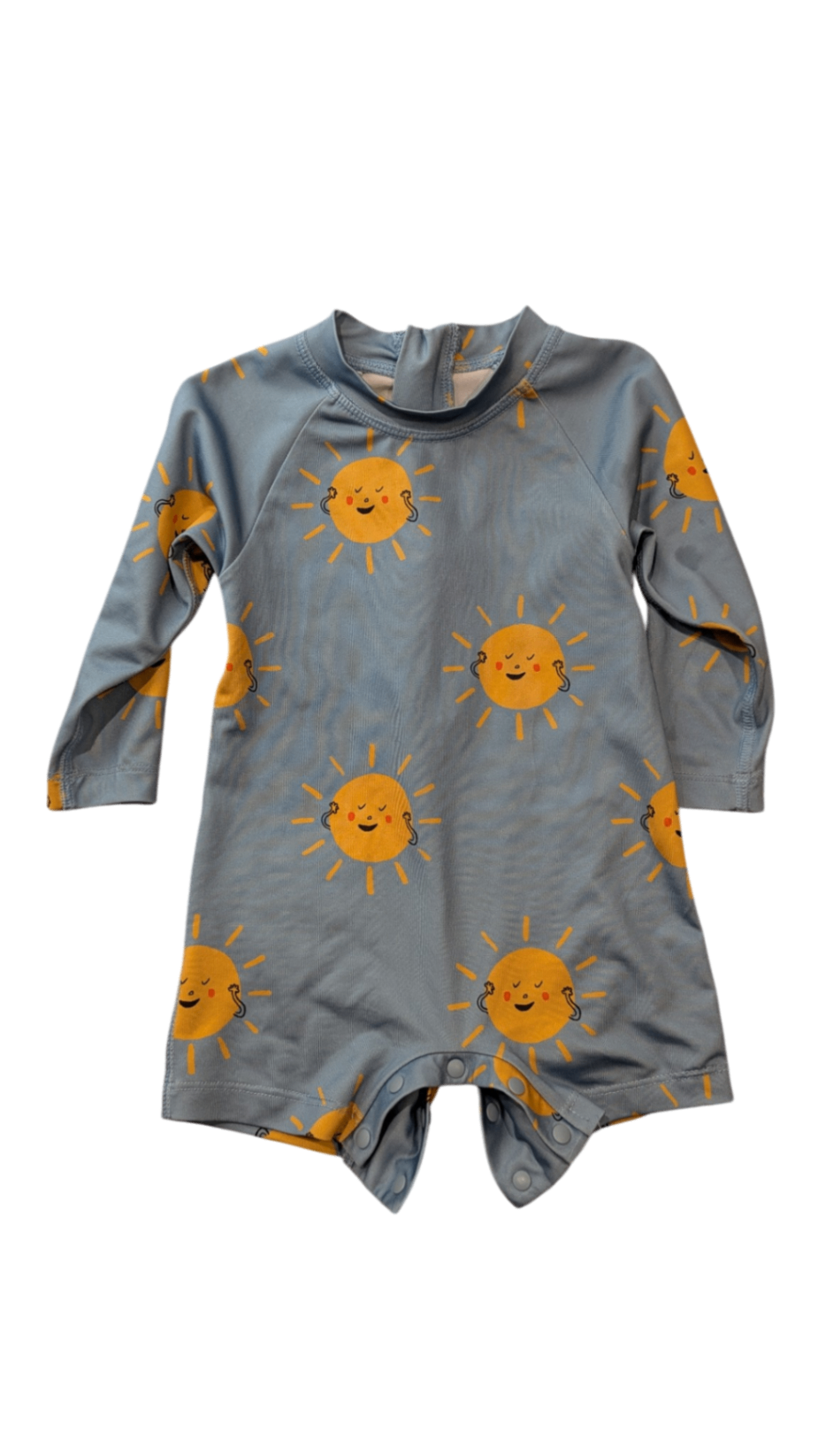 Wilson & Frenchy Playsuit, Blue w Yellow Sun Print, 0