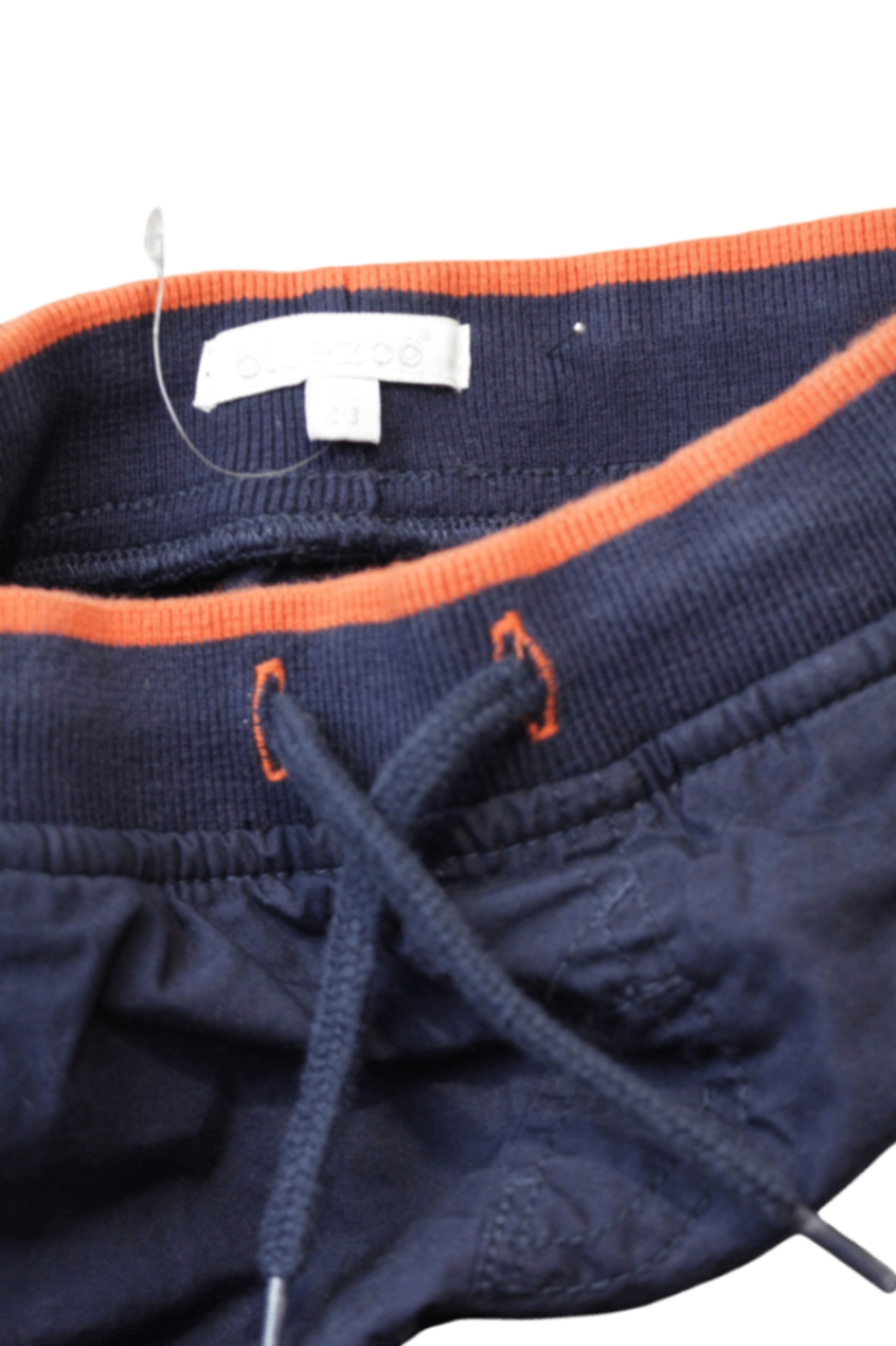 bluezoo Pants, Navy blue with orange trim, 2-3