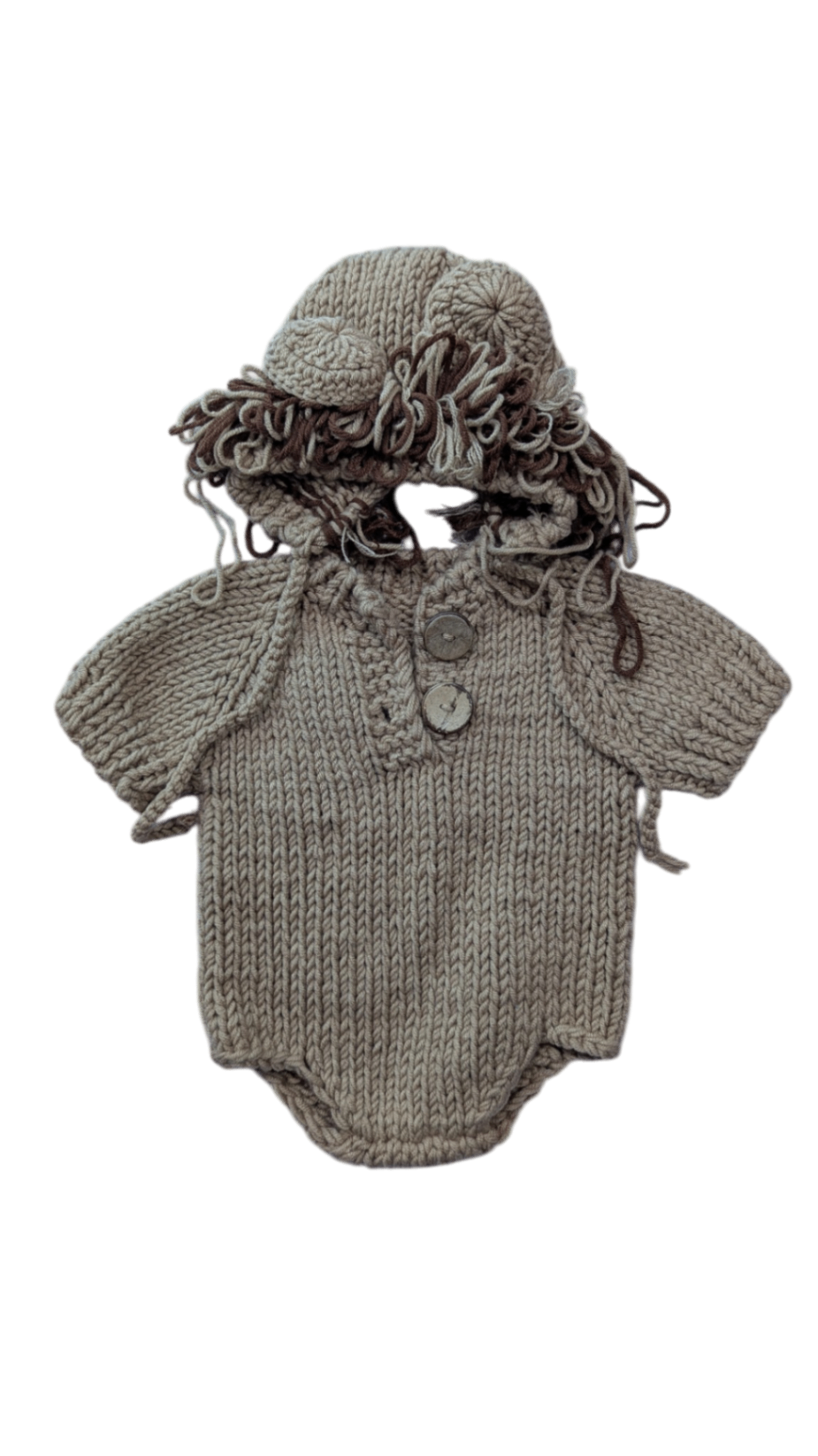 Handmade Bodysuit & Beanie Set, Browns, Newborn