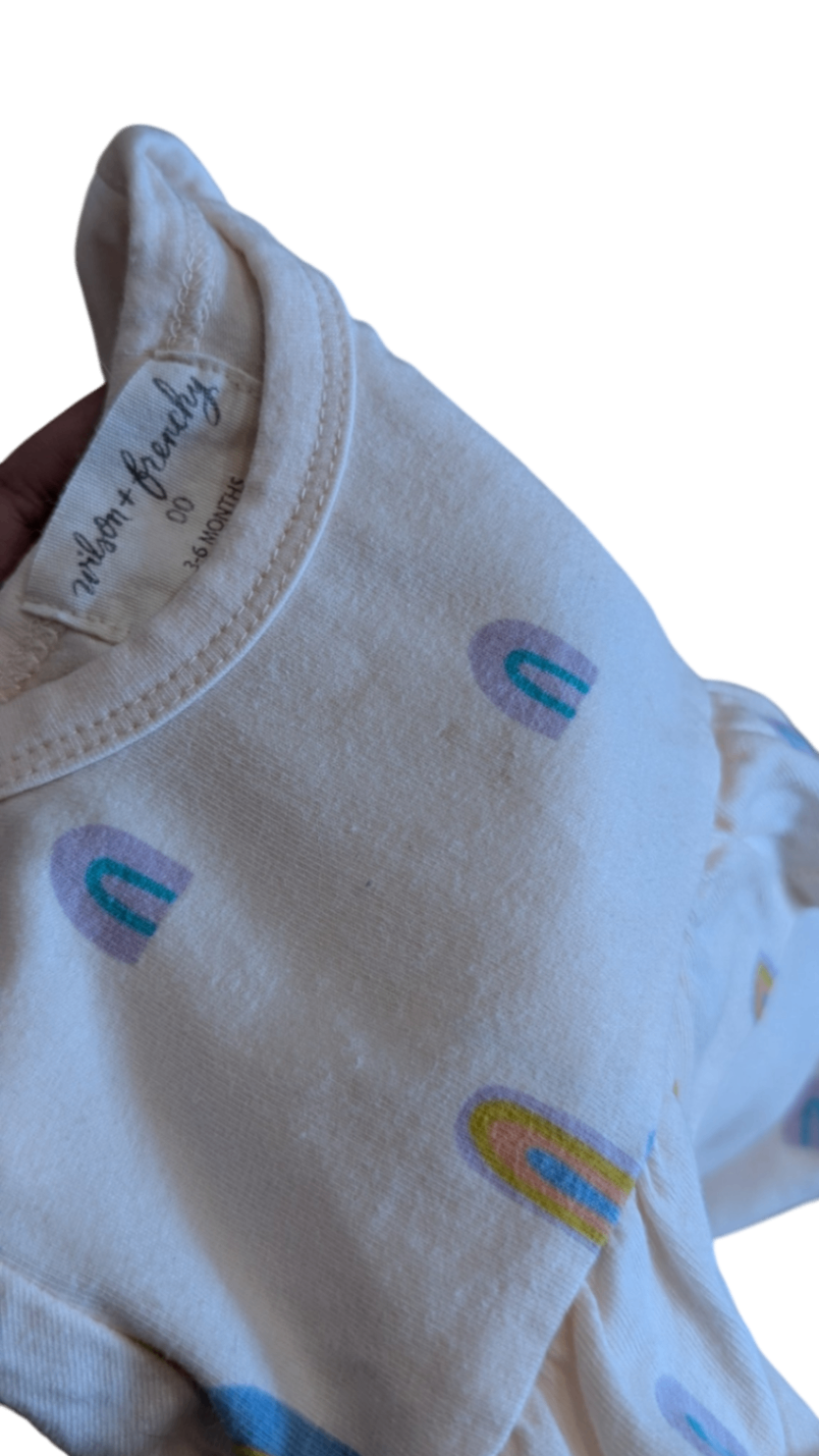 Wilson + Frenchy Long-Sleeve T-Shirt, Cream w Rainbow Prints, 00
