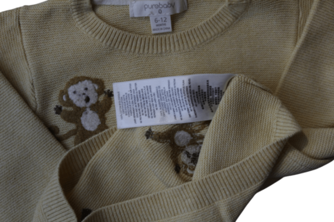 Purebaby Jumper, Yellow, 6-12 months